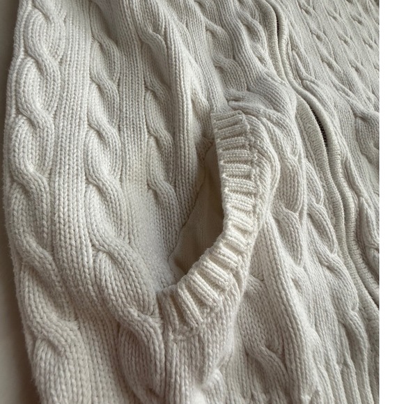 Ralph Lauren Womens Cable-Knit 100% Cotton White Full-Zip Hoodie Size M Classic - Picture 3 of 9